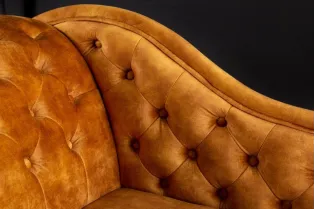 Méridienne Chesterfield 170 cm en Velours Jaune Moutarde 2