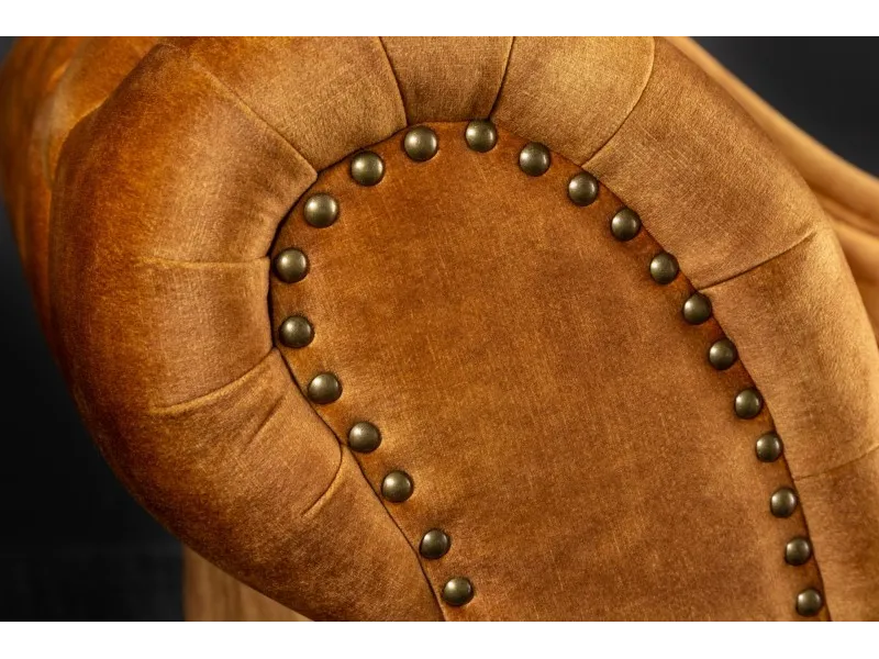 Méridienne Chesterfield 170 cm en Velours Jaune Moutarde