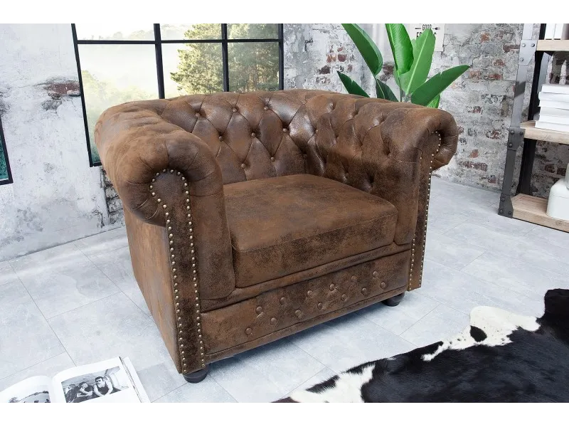 Fauteuil design chesterfield teinté marron Fauteuil |adeniahome.com