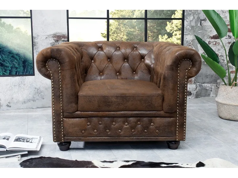 Fauteuil design chesterfield teinté marron Fauteuil |adeniahome.com
