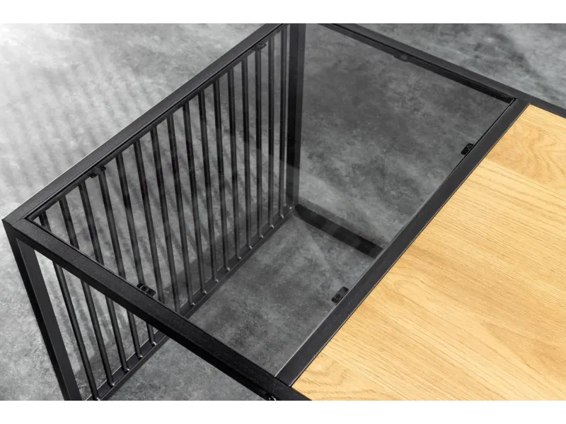 Table Basse Industrielle à Deux Niveaux Aspect chêne sauvage naturel