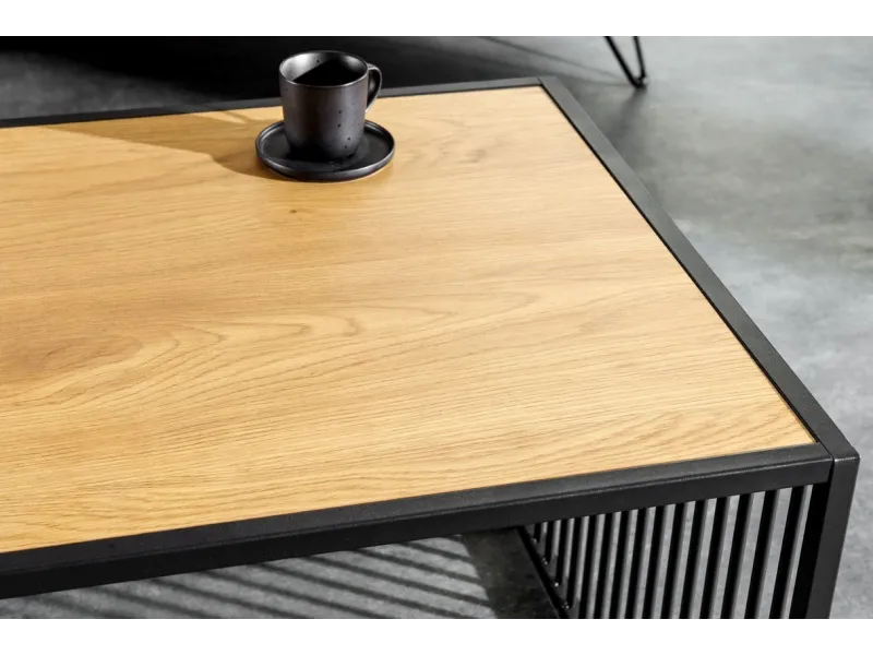 Table Basse Industrielle à Deux Niveaux Aspect chêne sauvage naturel