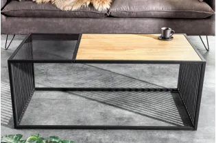 Table Basse Industrielle à Deux Niveaux Aspect chêne sauvage naturel 2