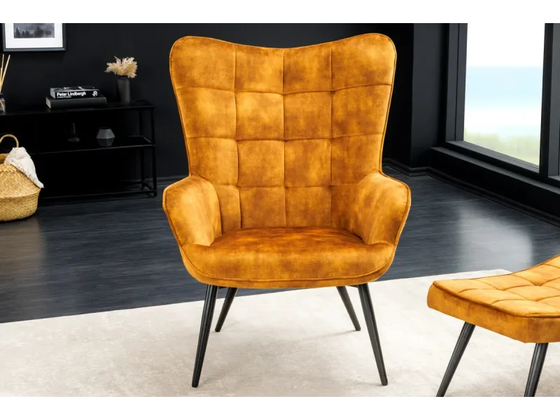 Fauteuil à bascule design scandinave coloris gris foncé en tissu Fa...