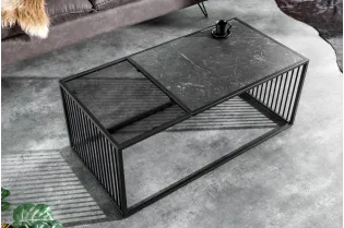 Table Basse ARCHITECTURE 100 cm – Aspect Marbre et Verre Fumé 2