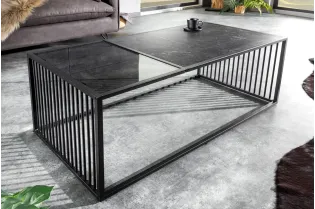 Table Basse ARCHITECTURE 100 cm – Aspect Marbre et Verre Fumé