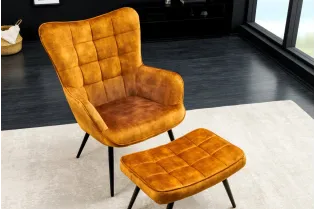 Tabouret SCANDINAVIA – Velours Jaune Moutarde 2