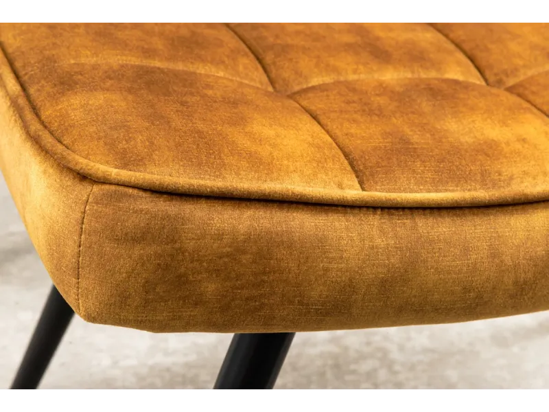 Tabouret SCANDINAVIA – Velours Jaune Moutarde