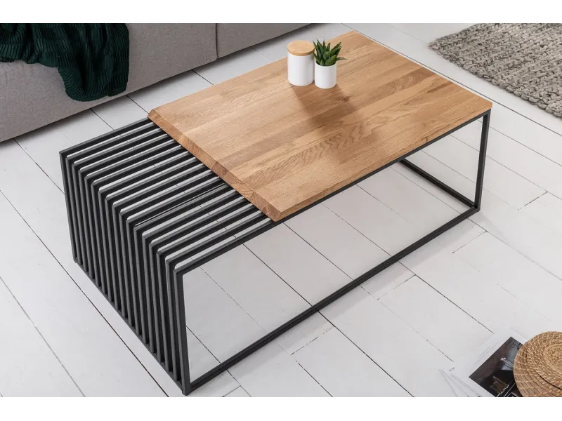 Table Basse en Bois Massif - Style Industriel