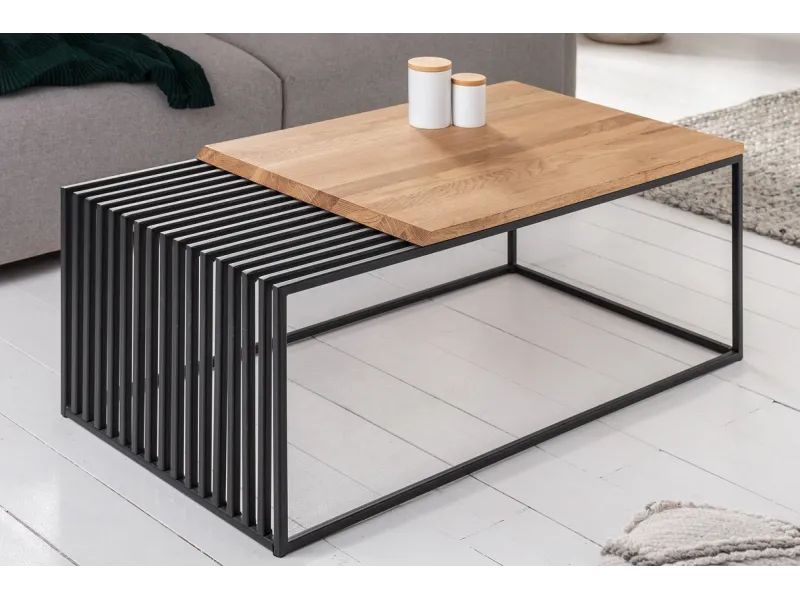 Table Basse en Bois Massif - Style Industriel