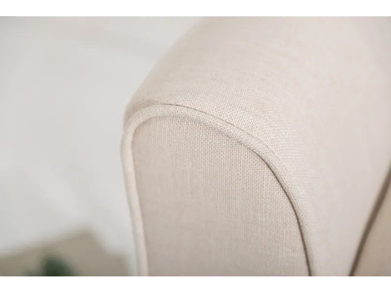 Banc de Style Rétro en Lin Beige - Élégance et Confort dans un Design Intemporel