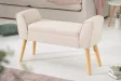 Banc de Style Rétro en Lin Beige - Élégance et Confort dans un Design Intemporel