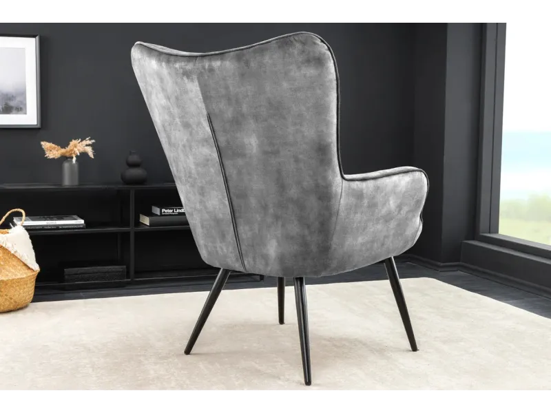 Ensemble de fauteuil et tabouret design scandinave coloris gris en ...