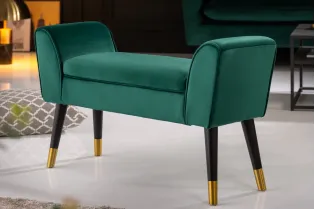 Banc de Style Rétro en Velours Vert Émeraude - Élégance et Confort dans un Design Classique