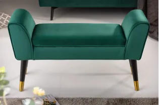 Banc de Style Rétro en Velours Vert Émeraude - Élégance et Confort dans un Design Classique 2