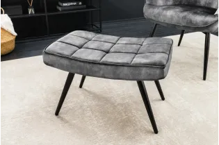Pouf design carré de 40 cm en polyester capitonné teinté noir et bl...