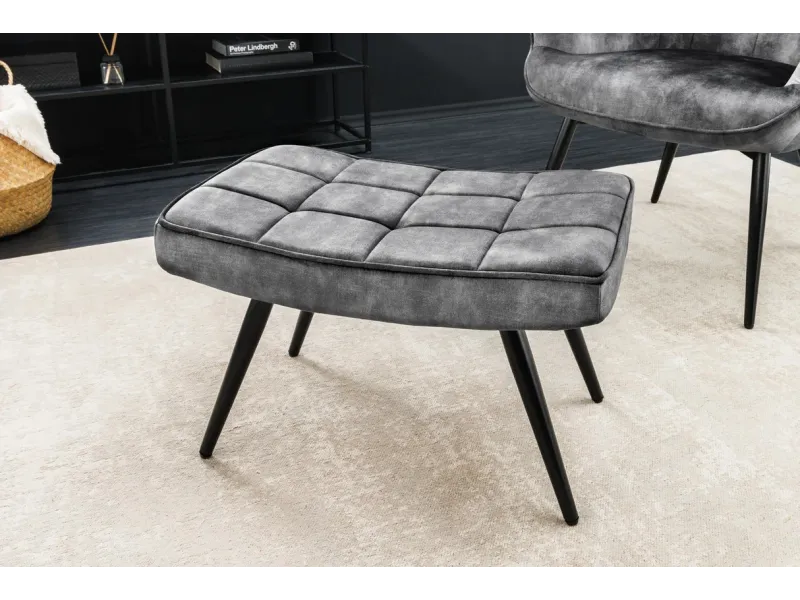 Pouf design carré de 40 cm en polyester capitonné teinté noir et bl...