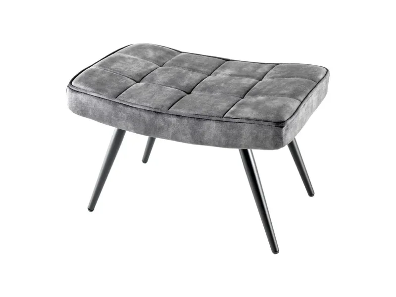 Pouf design carré de 40 cm en polyester capitonné teinté noir et bl...