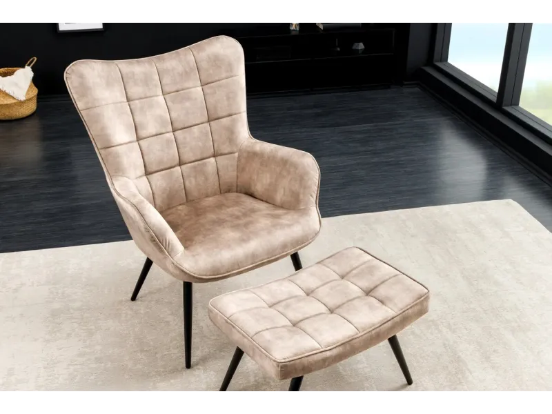 Pouf design BOULE de 50cm coloris gris en coton tricoté Pouf |adeniahome...