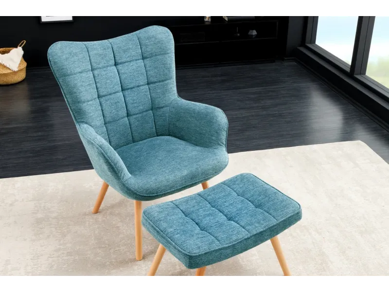 Fauteuil SCANDINAVIA avec accoudoirs – Tissu Texturé Bleu