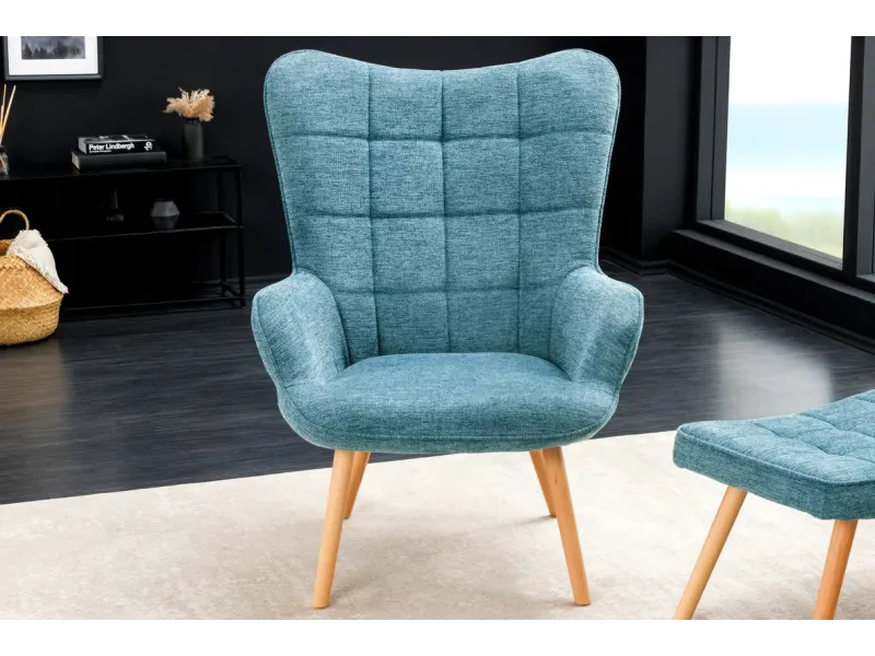 Fauteuil SCANDINAVIA avec accoudoirs – Tissu Texturé Bleu