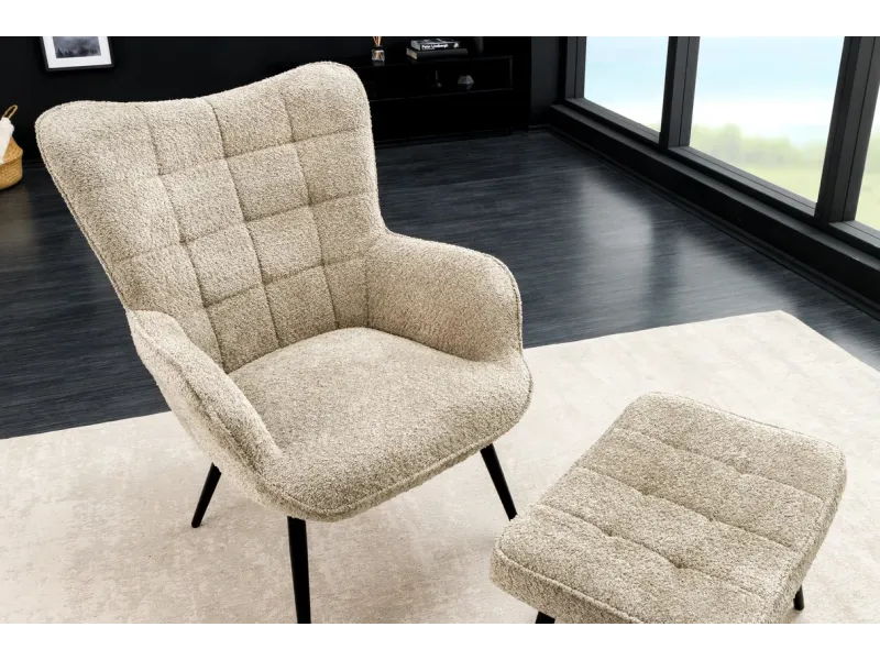 Fauteuil design royal baroque coloris gris antique en simili-cuir F...