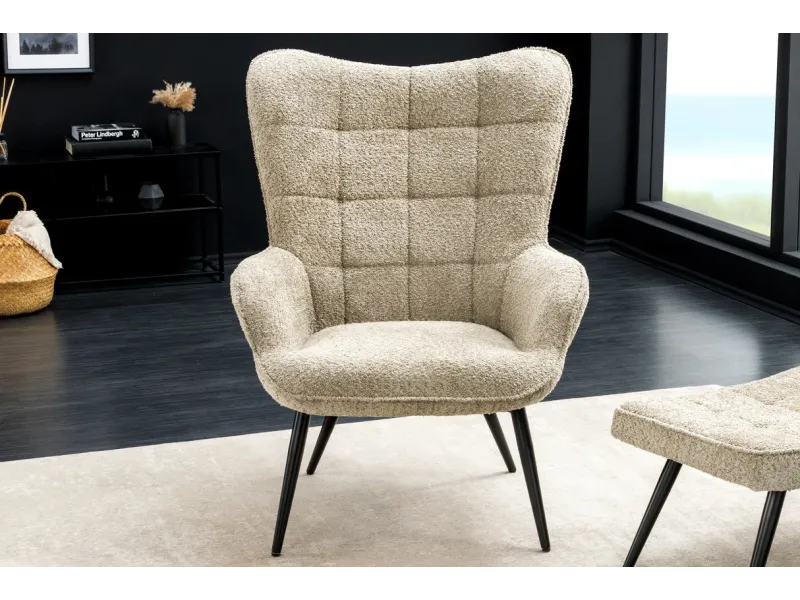 Fauteuil design royal baroque coloris gris antique en simili-cuir F...