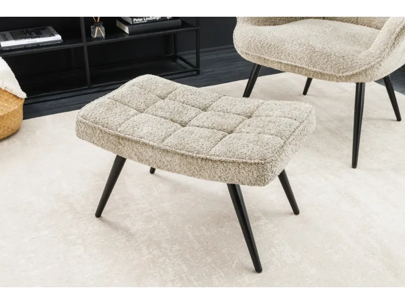 Tabouret de style baroque de 55 cm en velours coloris argent et doré pas cher