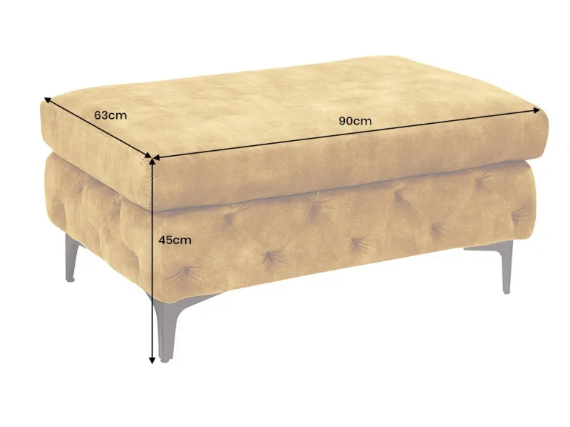 Tabouret MODERN BAROCK 90cm – Velours Jaune Moutarde