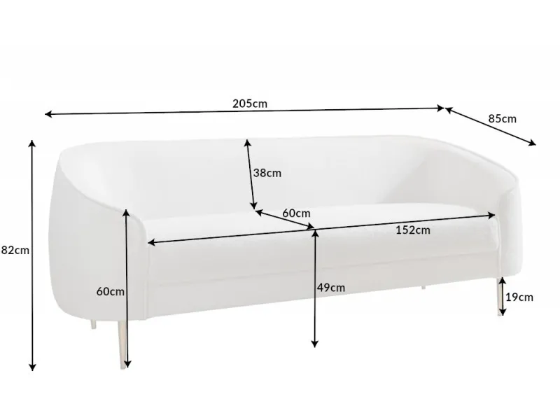 Canapé 3 places en tissu blanc Canapés droits, banquettes |adeniahome...