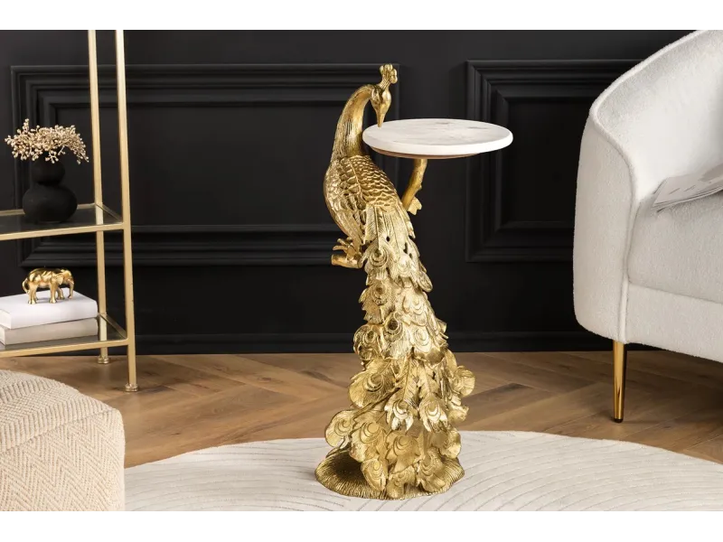 Table d'appoint en métal argenté / verre trempé Table d'appoint |l...