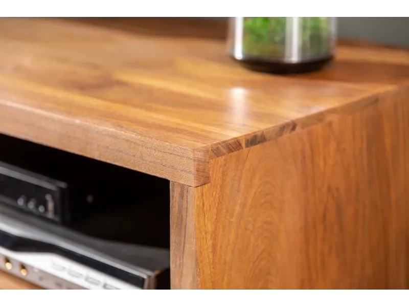 Meuble TV en Bois d'Acacia Massif - Finition Miel Naturel