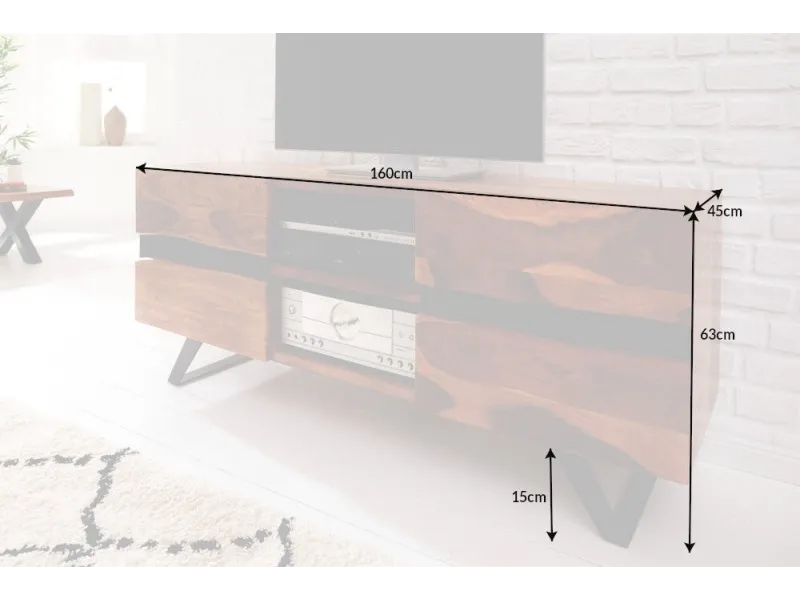 Meuble TV "Amazonas" en Bois Massif de Sheesham - 160 cm
