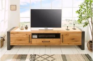 Meuble TV en Bois Massif de Chêne Sauvage 200cm 2