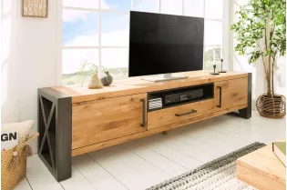 Meuble TV en Bois Massif de Chêne Sauvage 200cm