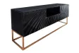 Meuble TV en Bois Massif Noir avec Sculptures 3D
