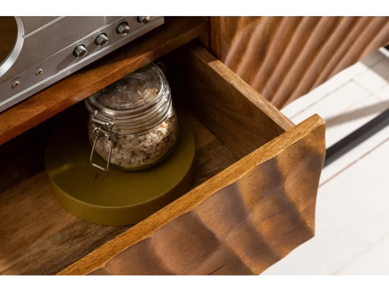 Meuble TV en Bois Massif avec Sculptures 3D