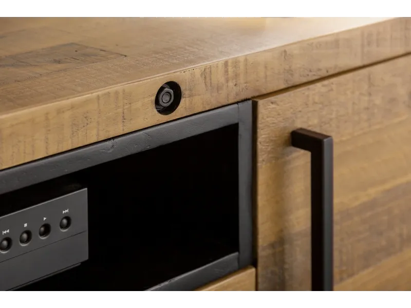 Meuble Bois et Fer Industriel 200 cm – Meuble TV Bois Massif