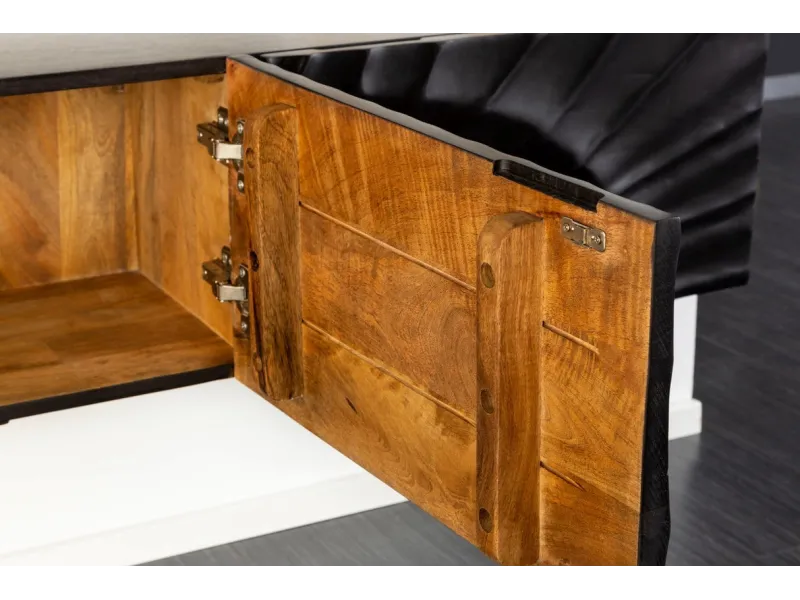 Meuble TV Suspendu 160cm en Bois de Manguier avec Surface en Relief 3D