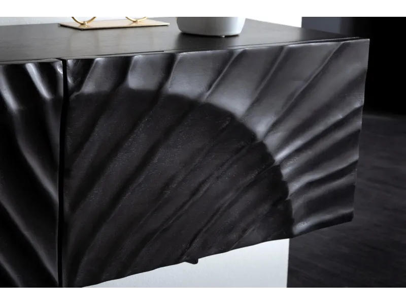 Meuble TV Suspendu 160cm en Bois de Manguier avec Surface en Relief 3D