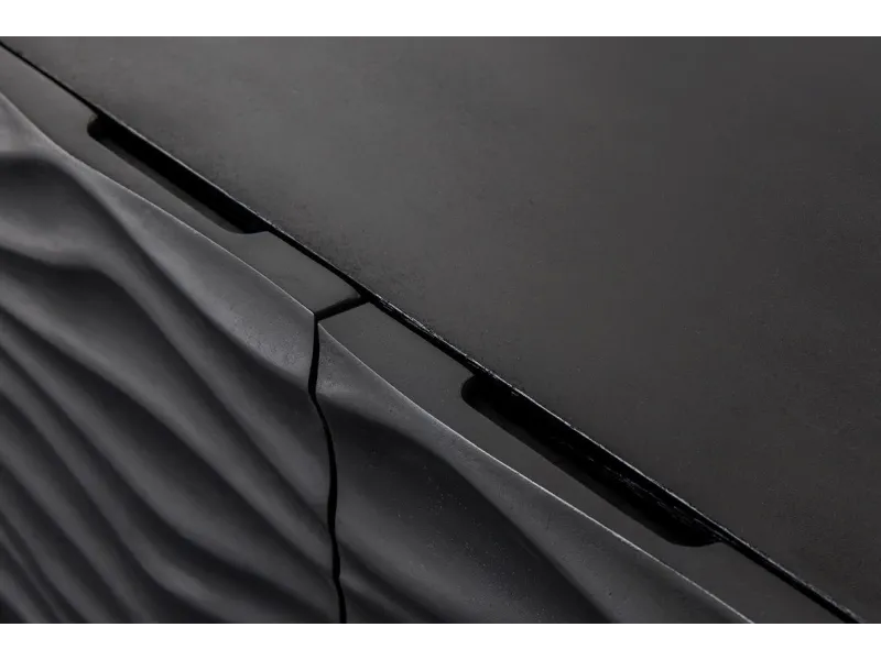 Meuble TV en Bois de Manguier Laqué avec Motif de Vagues