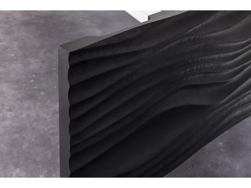 Meuble TV en Bois de Manguier Laqué avec Motif de Vagues