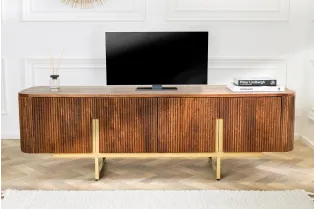 Meuble TV Rétro en Bois Massif Rainuré 2