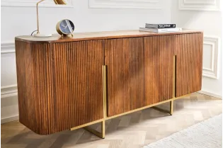 Buffet en Bois Massif Rainuré Style Rétro