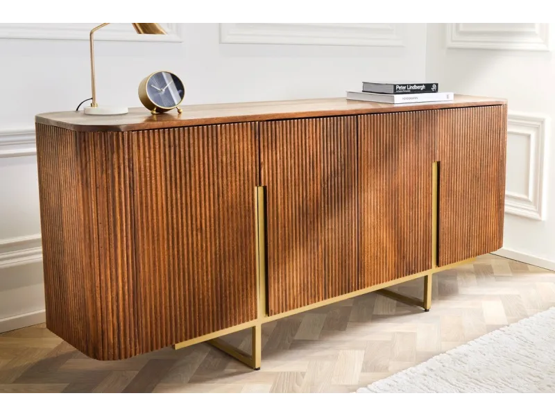 Buffet en Bois Massif Rainuré Style Rétro