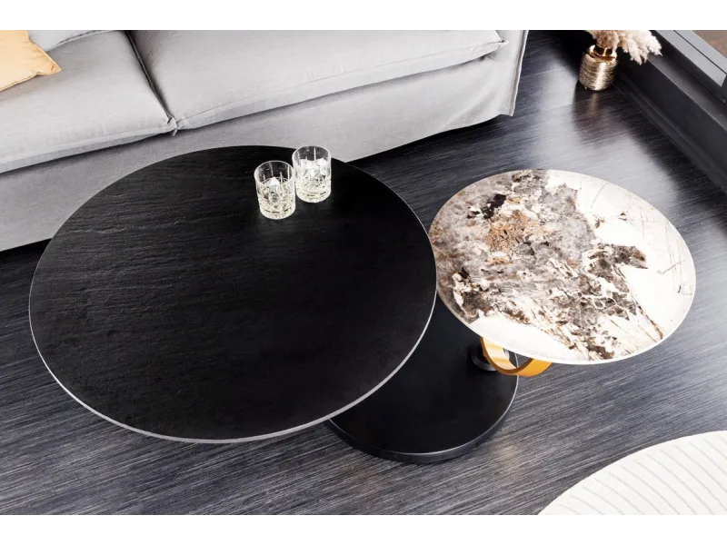 Lot de 3 tables d'appoint design coloris noir et cuivre Table d'app...