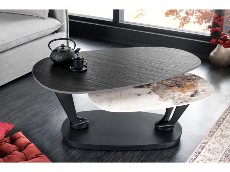 Table d'appoint design en verre / métal argenté Table d'appoint |l...
