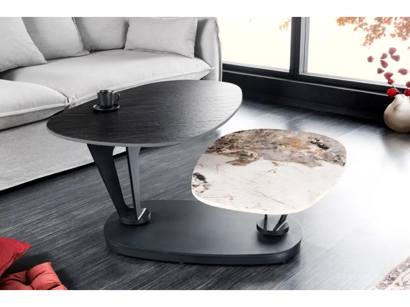 Table d'appoint design en verre / métal argenté Table d'appoint |l...