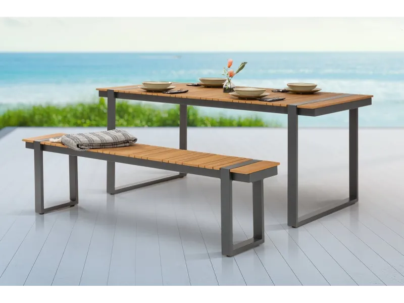 Banc de jardin modulaire en bois massif coloris gris 152cm pas cher