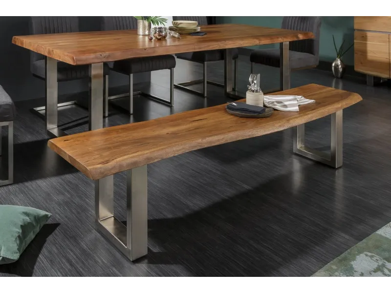 Banc 160 cm design industriel alliant bois et métal Chaises de sall...